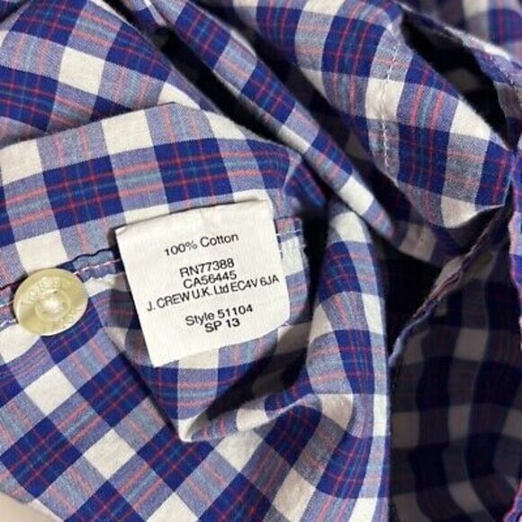 J. Crew Plaid Button Down Shirt Lightweight Long Sleeve Cotton‎ Size Large - Picture 4 of 6